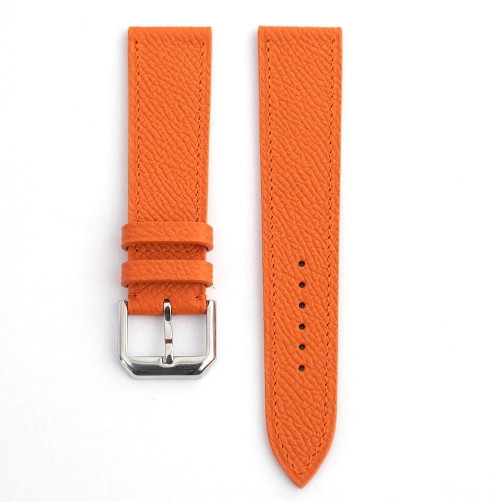 Bracelet de montre veau grainé orange - Atelier romane