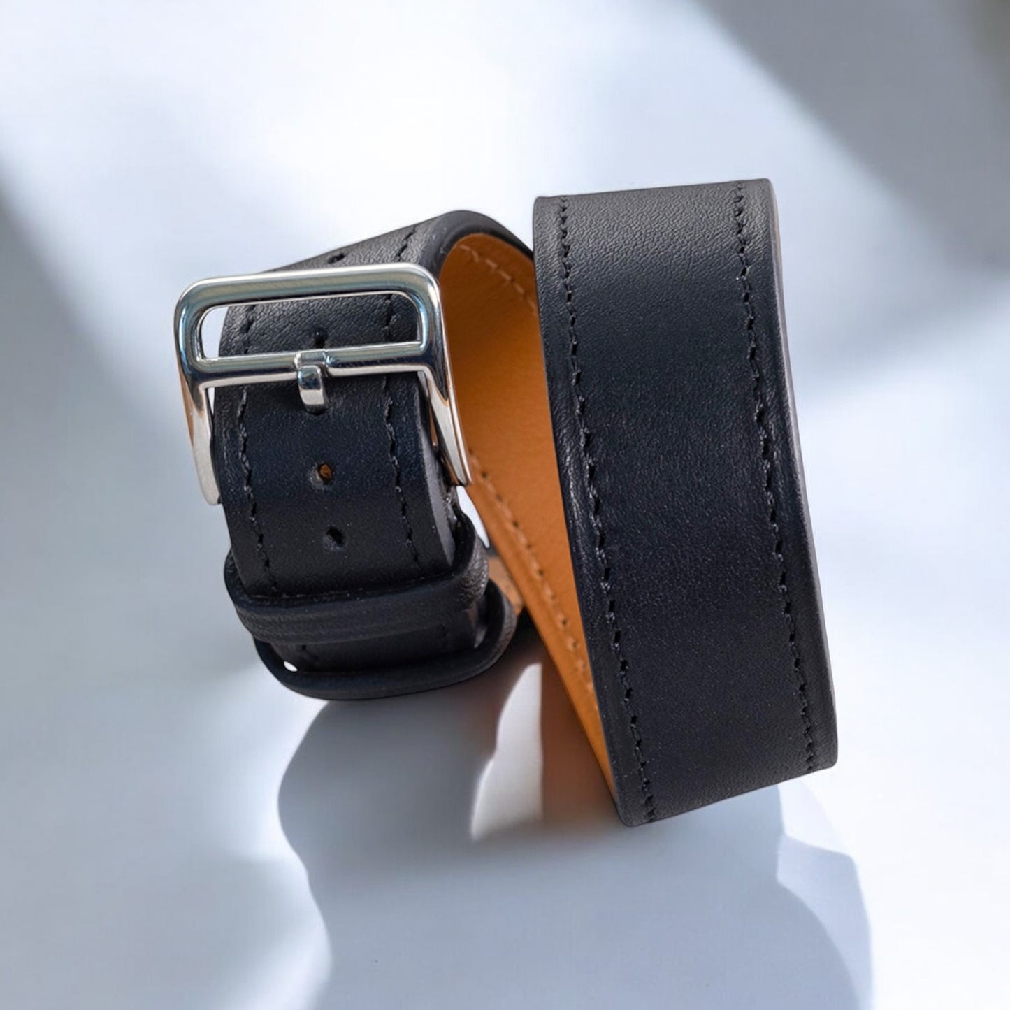 Watch Strap Double Tour Calf sellier Black