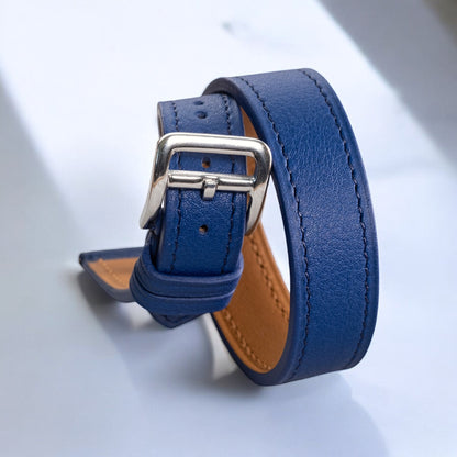 Watch Strap Double Tour Calf Blue