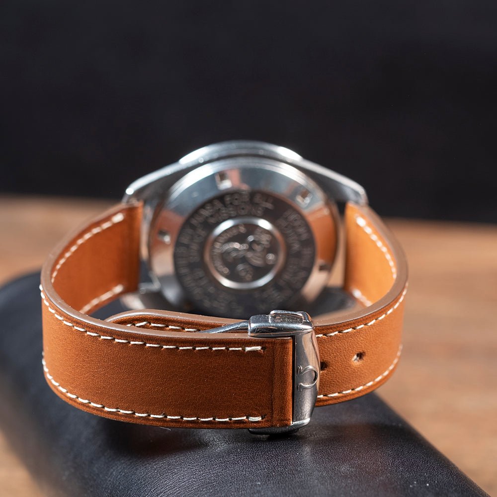 Leather watch clearance strap with clasp