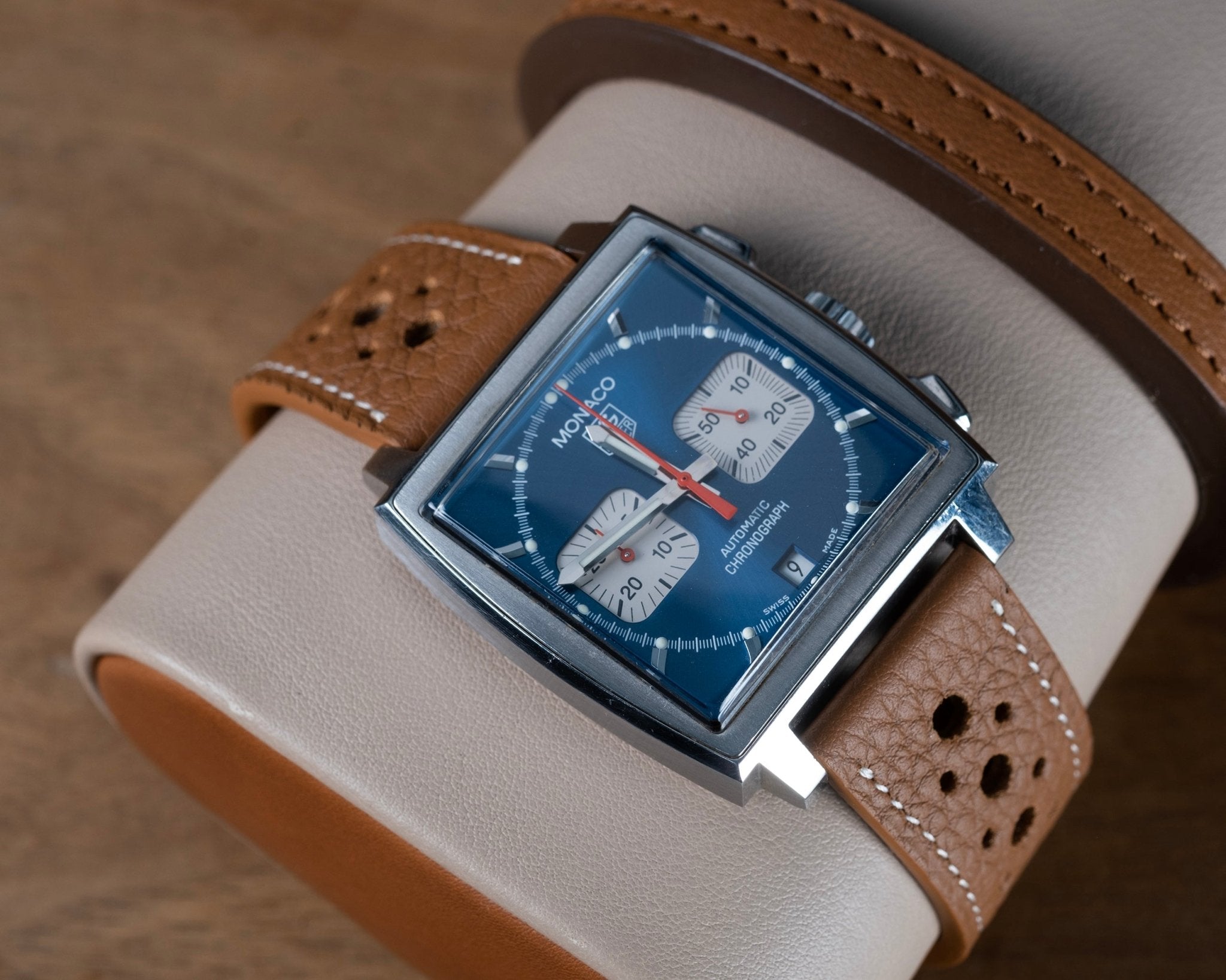 Tag heuer outlet monaco leather strap